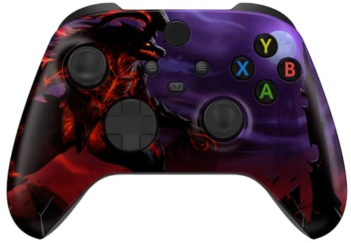 eXtremeRate Front Gehäuse Case für Xbox Series X/S Controller, Ersatz Vordere Hülle faceplate Skin Shell Cover Zubehör für Xbox Core Controller Model 1914(Dragon King)-KEIN Gamepad