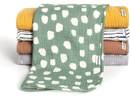 Gerber Baby Panni antirigurgito unisex in mussola, confezione da 5, punti multicolori, taglia grande 20 x 10