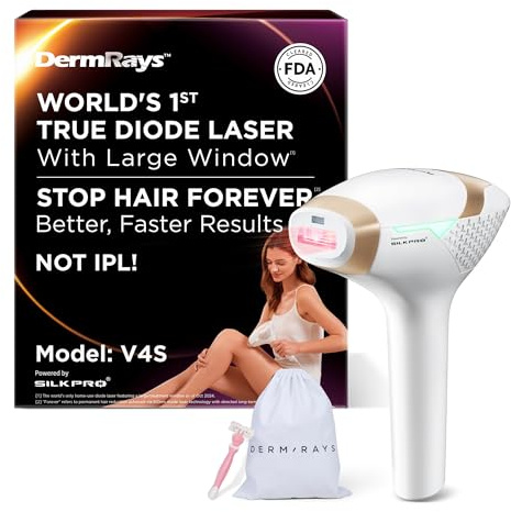 DermRays 810nm Diodenlaser Haarentfernung für Frauen und Männer, V4S für 1-5 Teint, FDA zugelassen, ICE-Cooling Haarentfernungssystem, Weitwinkel