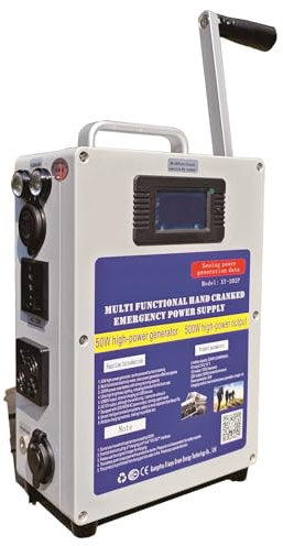 guoyjmm Generatore a Manovella da 500 W, 200 Wh, 46800 mAh, Stazione di Alimentazione Portatile con Presa, 220 V AC/DC/USB Generatori di Alimentazione Mobile, Alimentazione di Emergenza