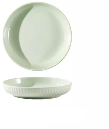 MPOPO Platos de Camping platear de cerámica for el hogar, platillo a Juego de Color Crema, platear Hondo, platear de Cena, platear de Fruta Personalizado Creativo Plato Decorativo(Green,7in*4)