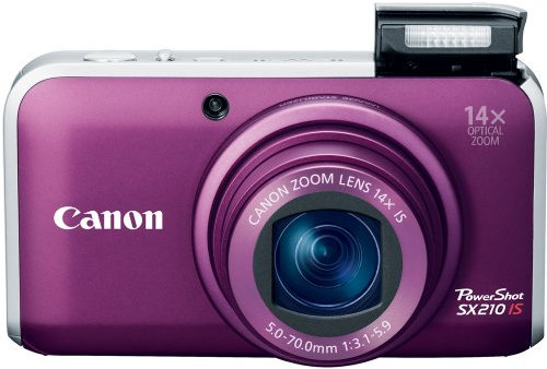 Canon SX210 IS Compact Digital Camera 14.1 Megapixels 14 x Zoom Purple (Renewed)