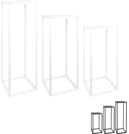 Natural Goods Berlin 1 soporte para flores de metal blanco de 90 cm – Soporte decorativo rectangular para plantas – Taburete para flores exterior inoxidable, estable y fácil de limpiar, ideal como