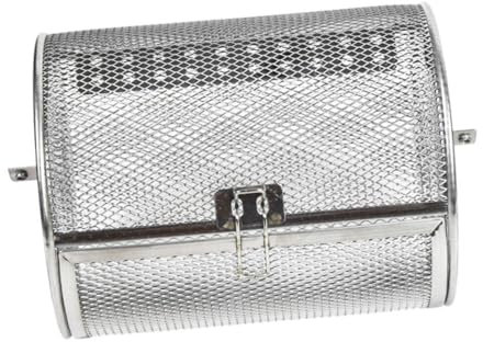 Veemoon Edelstahl Grillkäfig 14x23cm Rollender BBQ Korb Küchenröstwerkzeug Für Gleichmäßiges Rösten Von Nüssen Und Gemüse