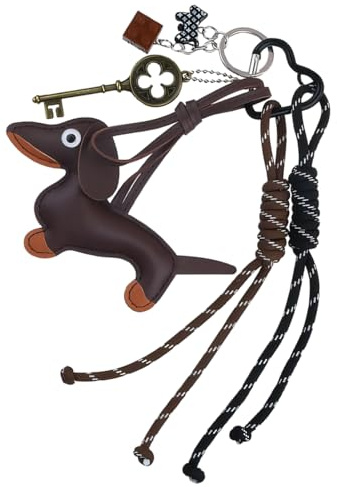 Roinaid Taschenanhänger Niedlich Bag Charms Leder Dackel Anhänger,Taschen Charms Exquisit und Praktisch Anwendbar Auf Schultaschen Rucksäcke Sporttaschen für Damen und Mädchen(Kaffeefarbe)