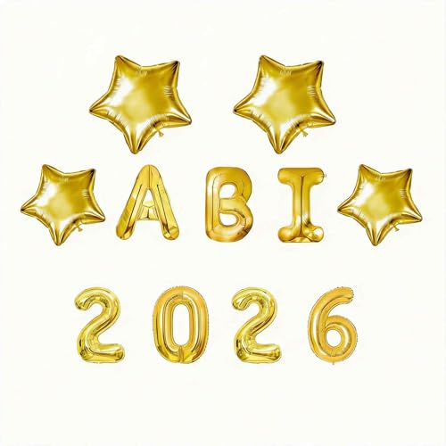 11 Stück Abitur 2026 Deko, ABI 2026 Folienballons,Abschluss Deko, ABI Luftballon Set, Prüfung Bestanden, Luftballon für Abschluss Abschlussfeier Schulabschluss Dekoration（Gold）