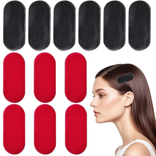 MOLZINY 12 Pezzi Pinze Capelli Pinze per Capelli da Uomo e Donna Fermagli per Acconciature Adesivi di Fissaggio dei Capelli Accessori per Parrucchieri per Capelli Barbershop (Nero, Rosso)