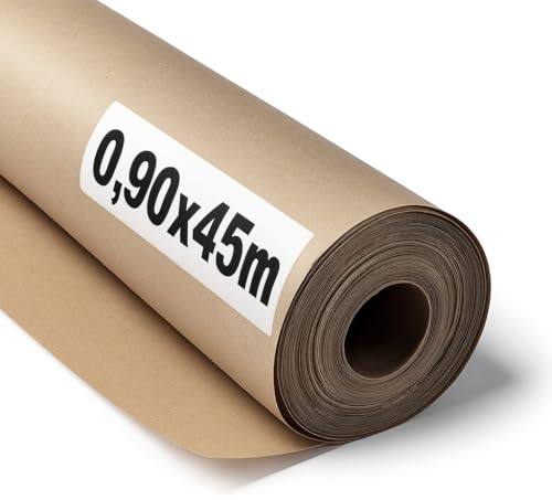 OFITURIA Kraftpapper brunt 70 g/m² - 0,90 × 45 m - 1 rulle - förpackning, gör-det-själv och dekoration - rivbeständigt - kompatibelt med akryl och olja