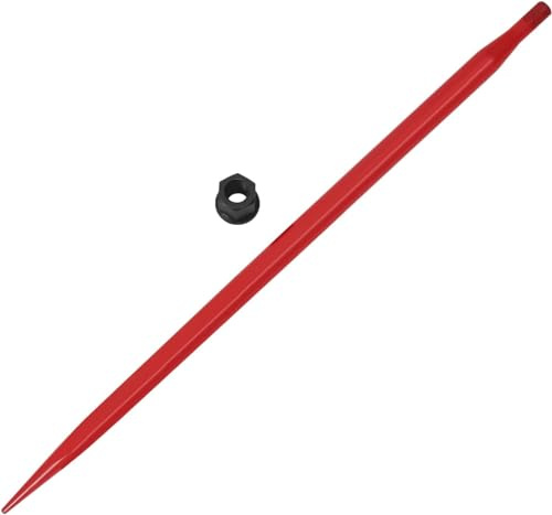 Hay Spear Replacement 49 Bale Spear, Bale Spike Quick Attach Square Hay Bale Spears 1 3/4, Red Coated Bale Forks, Hay Bale Spikes with Hex Nut & Sleeve for Tractor Bucket Loader