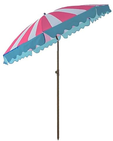 BBERHFNFZK Parasol De Plage Portable, Petit Parasols De Marché, 1.8m Parasol De Patio Inclinable, Ombrelle De Terrasse Rond, Parasols De Table De Jardin Extérieur(Pink)