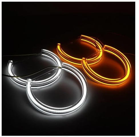 Faro Principale Fari Fari Angel Eyes A LED Cristallo Per BMW E46 Per M3 E38 E39 E36 Fari Allo Xeno Tuning DTM Style Anelli Halo DRL Luci Diurne Retrofit 131mmx4 Fanale Anteriore(White yellow,131mm x2