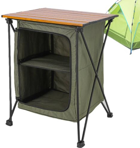 Station de cuisine de camping – Armoire d'extérieur pliable avec table barbecue intégrée | organisateur portable avec grand espace de rangement pour pique-niques, grillades et cuisson dans le jardin