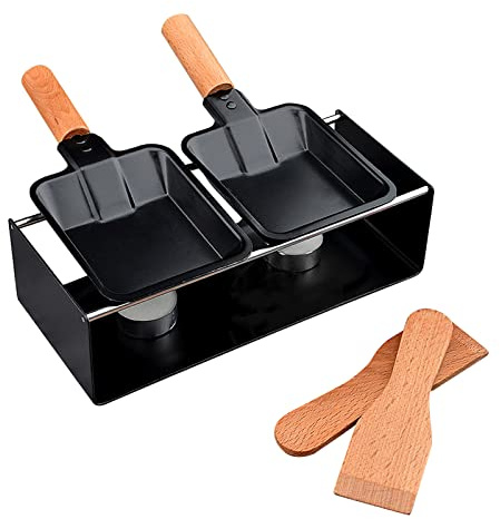Compact Cheese Melter Pan Non Stick Raclette Grill Portable Candlelight with Spatula Home Metal Kitchen Grilling Tool Wood Handle