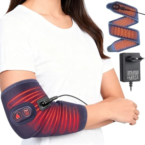 OBEST Varilla de calefacción para diferentes áreas del cuerpo, banda eléctrica flexible, cojín de calentamiento para brazos, muñeca, tobillo, pierna y rodilla, vendaje de calentamiento con 3 niveles d