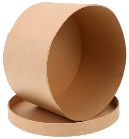 GOOHOCHY Caja Redonda de Papel Kraft para Galletas y Pasteles 19X19X11 CM Contenedor Ecológico para Repostería Suministros para Empacar Golosinas y Postres en Casa