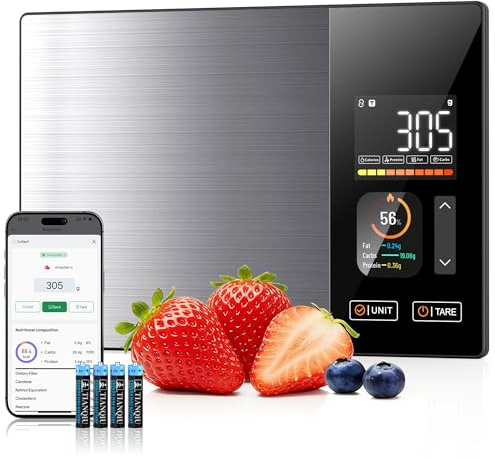 Smart Food Scales Calorie Counting Nutrition Food Scale with Free App & Bluetooth,Tracks 23 Nutrients,Dual Display with Nutrition Info,Offline Mode–for Calorie Control,Weight Loss &Fitness