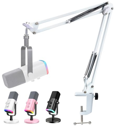 WIBOND Microphone Arm Compatible with FiFine AM8, Mic Boom Arm with Metal Desk Clamp, 3/8 to 5/8 Screw Adapter