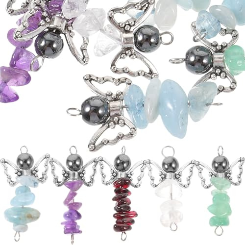 MERRYHAPY 25 Stück Engel Anhänger Charme zum Selbermachen aus Legierung und Stein Niedlich und Kreativ für Selbstgemacht Schmuckherstellung und Schlüsselanhänger Basteln Zufällige Farbe