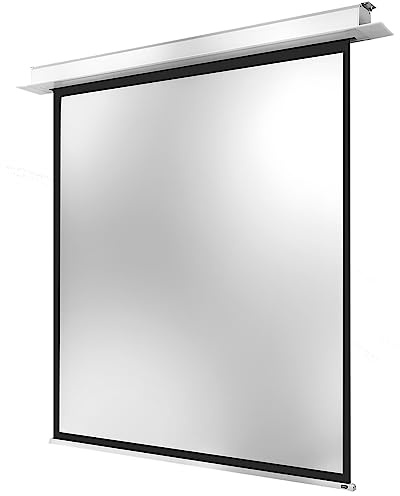 celexon Professional Plus Écran de projection encastrable motorisé 100 | 180x180 cm 1:1 | Écran de cinéma maison 4K Full HD pour vidéoprojecteurs | installation au plafond | interrupteur mural fourni
