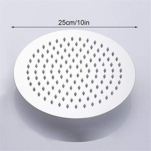 Pommeau de douche fixe à joint rotatif permettant d'économiser l'eau, pommeau de douche en acier inoxydable de résidence hôtelière, chromé, ultra-mince/résistant, 10 pouces (25 cm) rond