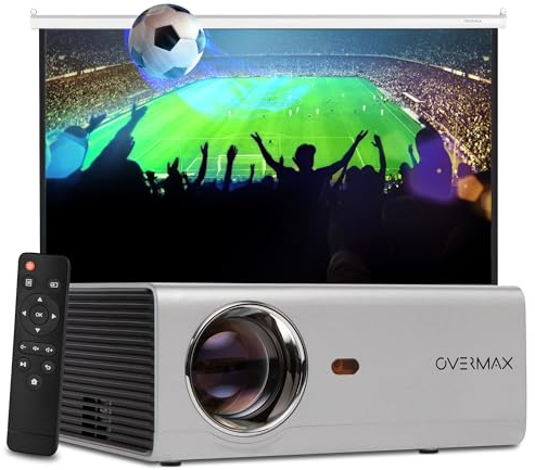 OVERMAX Proiettore Multipic 3.5 Full HD Schermo 200 4500 Lumen 50000 Ore di Lampada Wi-Fi & BT HDMI USB VGA Altoparlante, Goditi EURO 2024 e le Serate Cinematografiche a Casa in Qualità HD Suprema