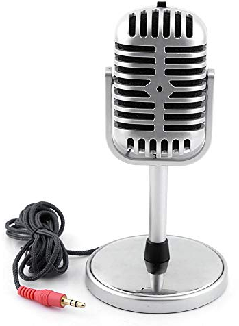 Nikou Compacto Clásico Estilo Retro Dinámico Estéreo Práctico Micrófono Micrófono Cable de Audio Compatible para portátil P-C con 1.8M 3.5MM