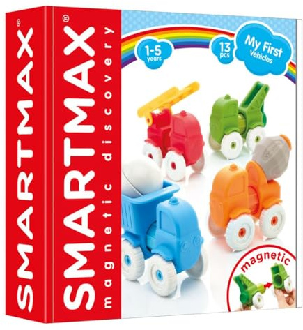 SmartMax - Mes Premiers Véhicules - Jouet de Construction Magnétique - Créez de magnifiques véhicules - 13 Pièces à Assembler - A partir de 1 An