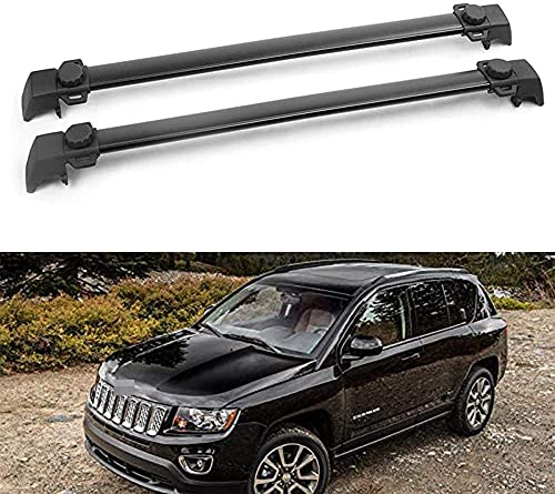 2 Stück Dachträger Crossbar für Jeep Compass 2011-2016, Aluminium Autodachträger Querträger Schlossstangen Fahrrad Dachträger Halterungsträger Tragfähigkeit Relingträger zubehör