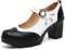 DADAWEN Womens Mid Block Heel Ankle Strap Court Shoes Comfort Work Office Mary Jane Pumps Black & White 7 UK
