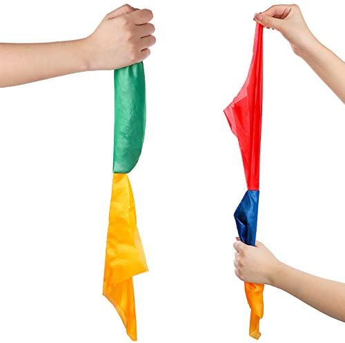 Geyoga Foulards Magiques 2 Pcs Écharpes Magiques Multicolores Mouchoirs Faciles à Couleur Changeante Accessoires de Tour de Magie de Rue pour Anniversaire de Fêtes, Bleu Jaune Rouge Vert