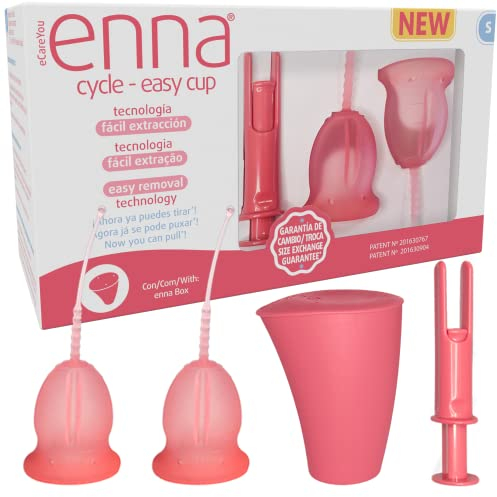 ENNA CYCLE EASY - Taglia S - 2 coppette mestruali + contenitore di sterilizzazione + applicatore