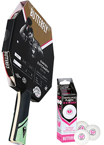 Butterfly® Dimitrij Ovtcharov Gold Tischtennisschläger | Neue Eva-Technologie | ITTF zertifizierter Addoy Belag mit 1,5 mm Schwamm | Tischtennis Racket TT Bat für erfahrene Spieler