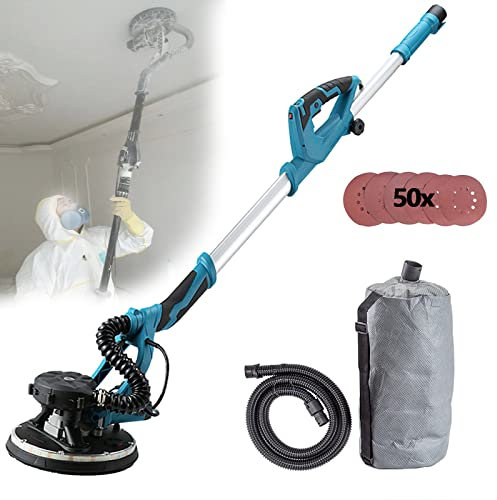 BEESOM Girafe Ponceuse Placo 1800W,Ponceuse Murale,1000-2100rpm Vitesses Ajustables Ponceuse De Cloison,Amovible avec Disque De Ponçage, Manche Télescopique,avec Lumière LED,50sandpaper