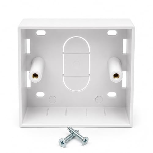 Surface Mounting Back Box for Wallplate Ethernet Faceplate, Multi Cable in/out Points (Single 86mm x 86mm x 45mm, White)