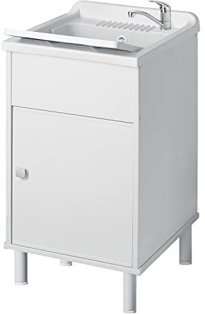 Lavadora con mueble de PVC blanco 50x45 cm mod. Jardín