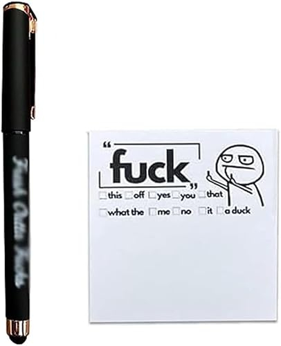 2 Stück Kreative Lustige Haftnotizen und Stifte, Fresh Outta Fucks Pad and Pen, Fresh Outta Fucks Sticky Notes und Stift, Neuheit Notizbuch und Gelschreiber Notes für Kollegen Boss (1pcs B)