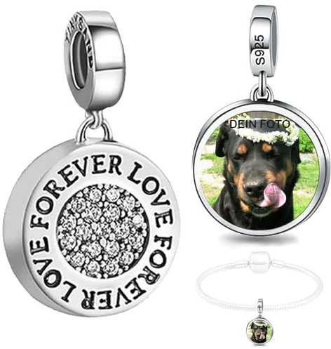 Silber 925, personalisiert Schmuck runden Foto CHARM kompatibel mit Pandora Armband und Kette, Personalisiertes Geschenk, Gänseblümchen, Traumfänger, Kompass Stern