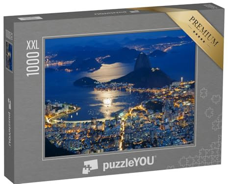 Puzzle 1000 Teile XXL „Nachtansicht des Zuckerhuts und Botafogo in Rio de Janeiro“ – aus der Puzzle-Kollektion Rio de Janeiro, Städte Weltweit