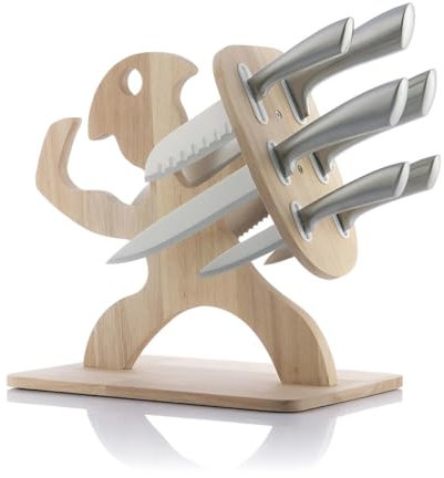 Küchenmesser Set mit Messerblock | Messerset scharf Küche 6-teilig mit Block | Edelstahl Messer Küche All-In-One | Geschenkidee