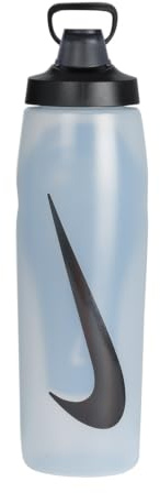 Nike Refuel Bottle Locking Lid 32oz 946 ml Trinkflasche Sportflasche Training Fitness auslaufsicher, Natural/Black/Black Iridescent