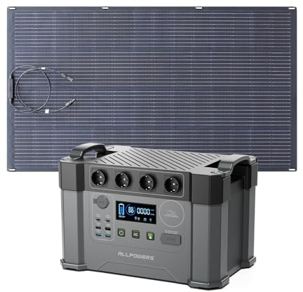 ALLPOWERS S2000Pro Station électrique portable 1451Wh avec panneau solaire | générateur solaire avec panneau solaire flexible 200W IP68 étanche,4 prises CA 2400W,camping-car, balcon, jardin