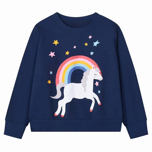 Gumyoss Felpa Unicorno Bambina Pullover Bambine in Cotone Magliette Manica Lunga Bambina Autunno Inverno Senza Cappuccio Felpa Bambine e Ragazze 2-7 Anni