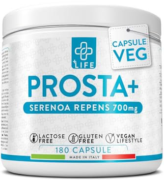Serenoa Repens Prostata Integratore 700mg PiùLife, 2 al giorno, Saw Palmetto con Pygeum Africanum, Zucca e Ortica, Benessere Delle Vie Urinarie Uomo, Estratto Di Mirtillo Antiossidante, 180 Capsule