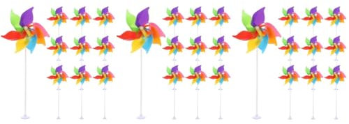 BESPORTBLE 30 Pièces Moulin à Vent coloré moulinets de Fleurs Arc-en-Ciel Moulinet à Vent Mini Moulin à Vent décor de Moulin à Vent extérieur décoration de Moulin à Vent Plastique