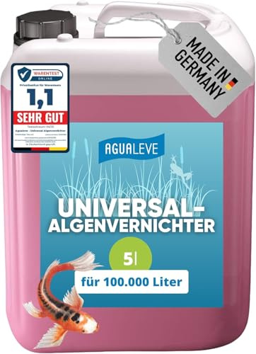 AGUALEVE® Universal-Algenvernichter 5l *NEU* | effektiv gegen alle Arten von Teichalgen mit innovativer Solar-Guard-Formel | Fisch-, Garten- & Schwimmteiche | Made in Germany | 100.000l Teichwasser