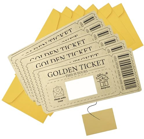 TYXHXTF 6 Stück Gutschein zum Selber Ausfüllen mit Rubbelaufkleber, Goldene Ticket Rubbel, Rubbelkarte zum Beschriften, Geburtstagsgeschenk, Geschenke für Frauen, Freundin