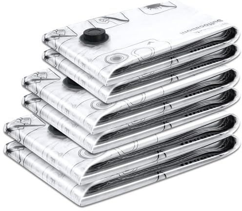 ETROBOT 6 pezzi Sacchetti Sottovuoto Vestiti (2 Grandi 80x60cm + 2 Medi 70x50cm + 2 Piccoli 60x40cm) Sacchi Sottovuoto Piumoni per Vestiti,Lenzuola,Piumoni,Cuscini,Coperte,Viaggi,Traslochi