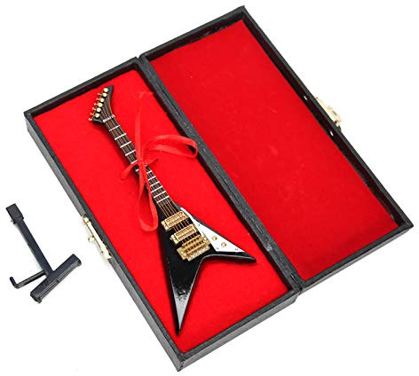 Modello in Miniatura di Chitarra, Mini Modello di Chitarra Elettrica Collezione di Strumenti Musicali Ornamenti Decorativi con Supporto e per Decorazione di Festival Musicali