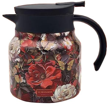 De Flores - Brocca Isolata, Brocca Termica Di Caffè In Acciaio Inox Da 800 Ml | Grande Caraffa Per Acqua Calda, Caffettiera Calda Dispenser Di Bevande
