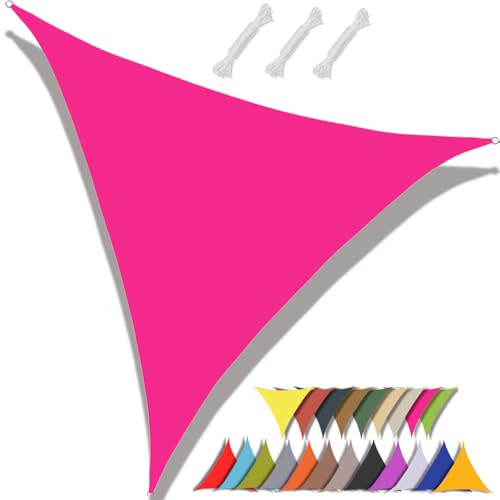 MAJINGC Vela De Sombra Triangular 3x3x3m Lona Parasol con 95% De Protección UV E Impermeable para Terraza De Piscina Al Aire Libre Jardín Rosa